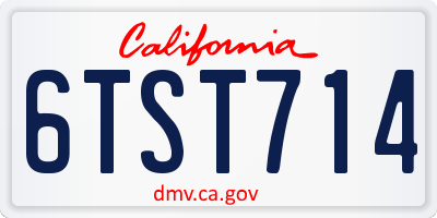 CA license plate 6TST714