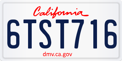 CA license plate 6TST716