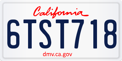 CA license plate 6TST718