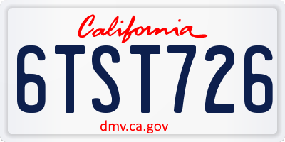 CA license plate 6TST726