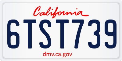 CA license plate 6TST739