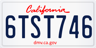 CA license plate 6TST746