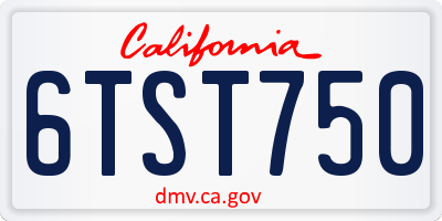 CA license plate 6TST750