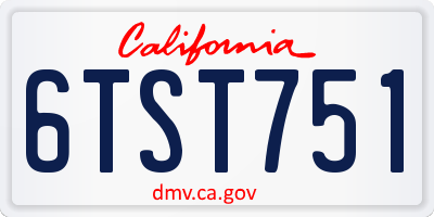 CA license plate 6TST751
