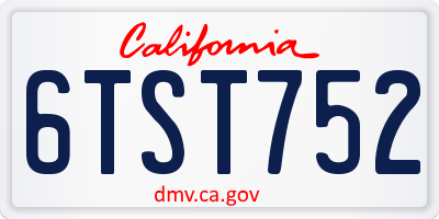 CA license plate 6TST752