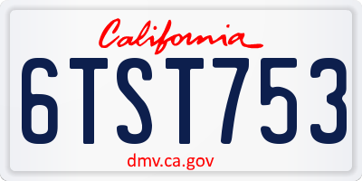 CA license plate 6TST753