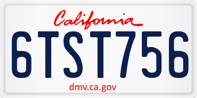 CA license plate 6TST756
