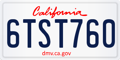 CA license plate 6TST760