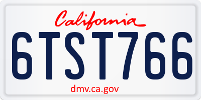 CA license plate 6TST766