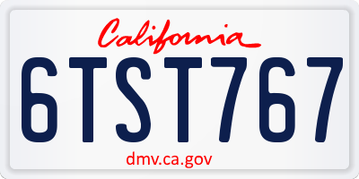 CA license plate 6TST767