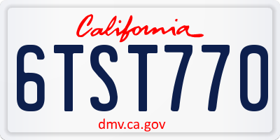 CA license plate 6TST770