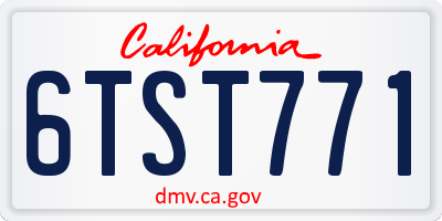 CA license plate 6TST771