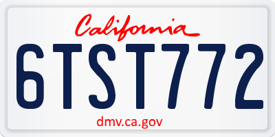 CA license plate 6TST772