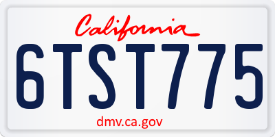 CA license plate 6TST775