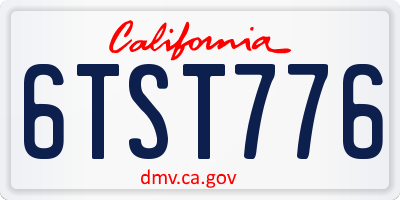 CA license plate 6TST776