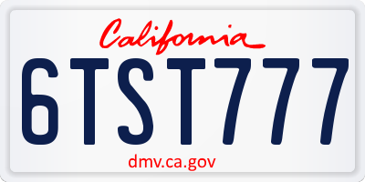 CA license plate 6TST777