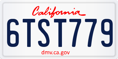 CA license plate 6TST779
