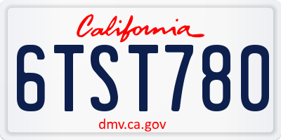 CA license plate 6TST780