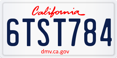 CA license plate 6TST784