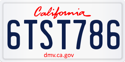 CA license plate 6TST786