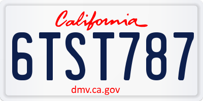 CA license plate 6TST787