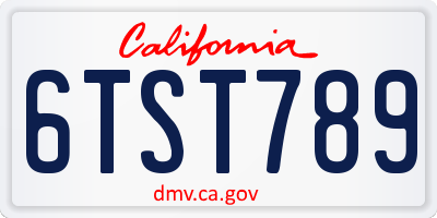 CA license plate 6TST789