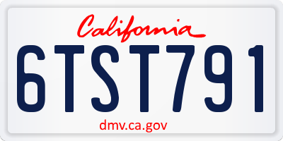 CA license plate 6TST791