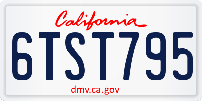 CA license plate 6TST795