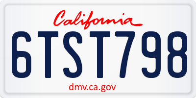 CA license plate 6TST798
