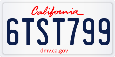 CA license plate 6TST799