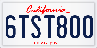 CA license plate 6TST800