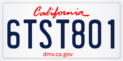 CA license plate 6TST801