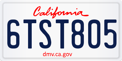 CA license plate 6TST805