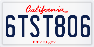 CA license plate 6TST806