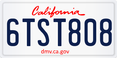 CA license plate 6TST808