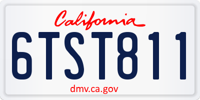 CA license plate 6TST811