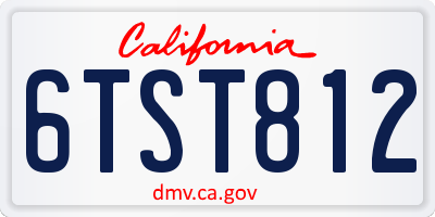 CA license plate 6TST812