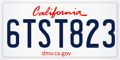 CA license plate 6TST823