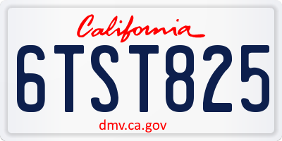 CA license plate 6TST825