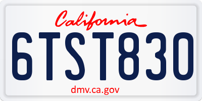 CA license plate 6TST830