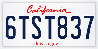 CA license plate 6TST837