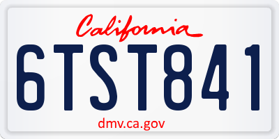 CA license plate 6TST841