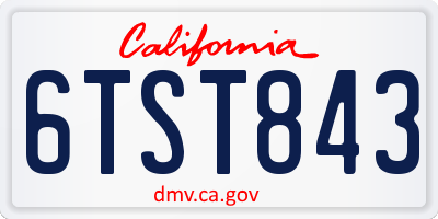 CA license plate 6TST843