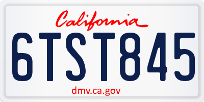 CA license plate 6TST845