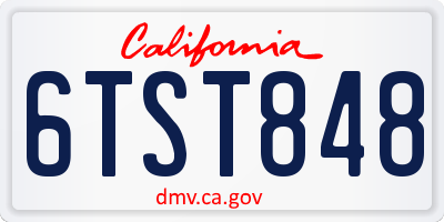 CA license plate 6TST848