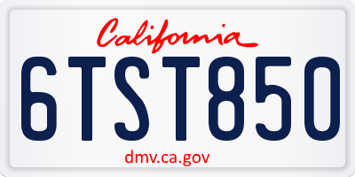 CA license plate 6TST850