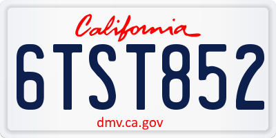 CA license plate 6TST852