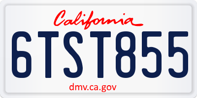 CA license plate 6TST855