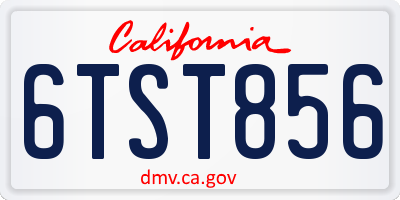 CA license plate 6TST856