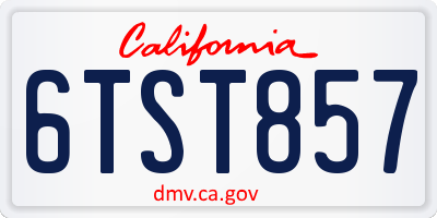 CA license plate 6TST857